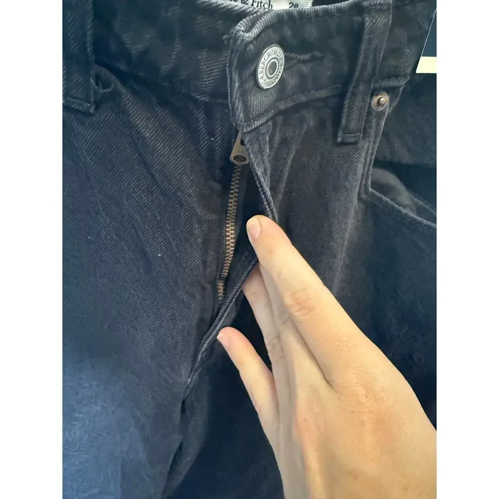 Abercrombie and Fitch Jeans The Loose High Rise Straight Leg Curve Love Black 6